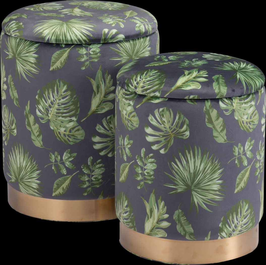 Jamen Green Ottoman, Set of 2 - Thumbnail - Image 1