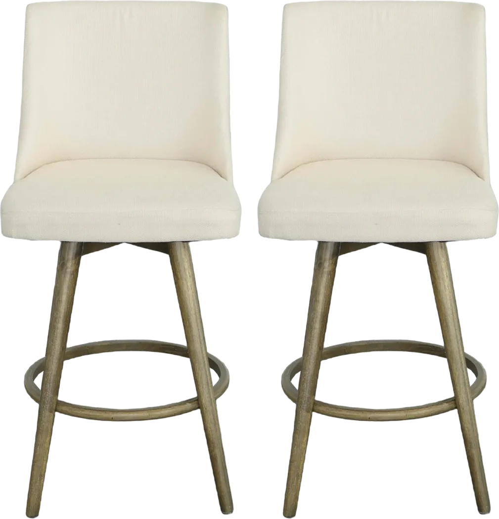 Jandell Beige Swivel Barstool, Set of 2 - Thumbnail - Image 2