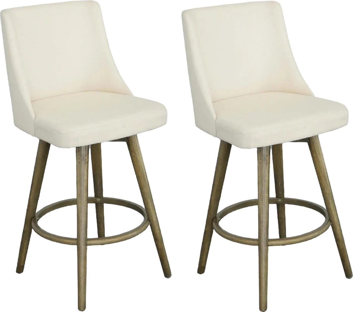 Jandell Beige Swivel Barstool, Set of 2 - Thumbnail - Image 1