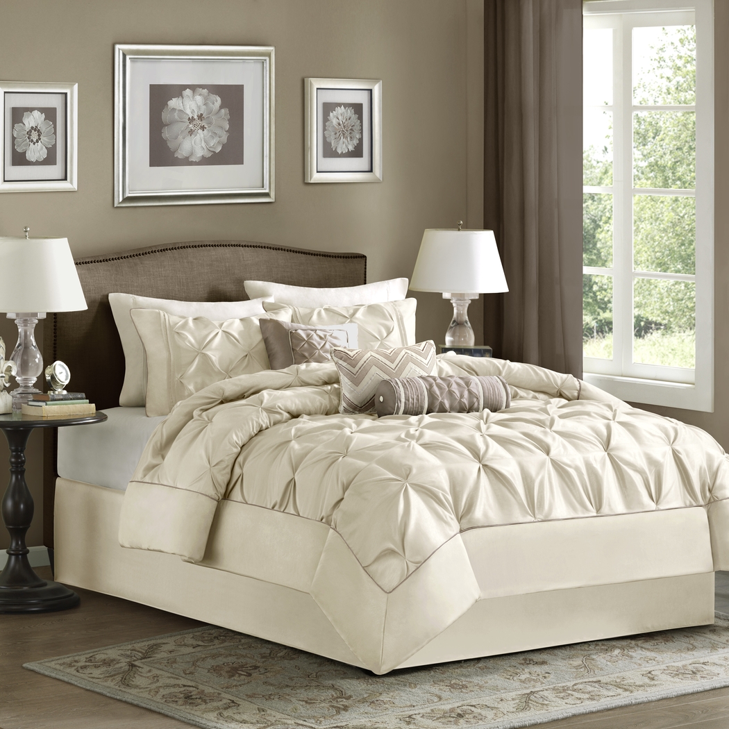 Janelle Ivory 7 Pc Queen Comforter Set - Thumbnail - Image 1