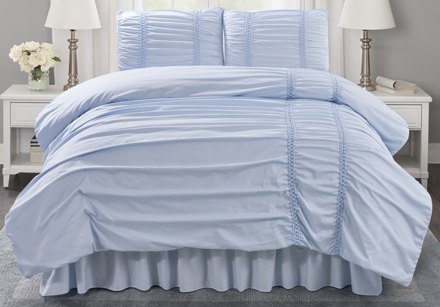 Janine Blue 4 Pc Full Comforter Set - Thumbnail - Image 1