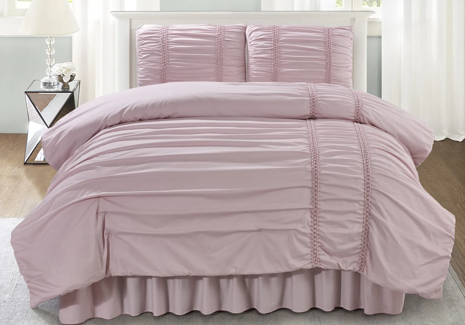Janine Pink 4 Pc Full Comforter Set - Thumbnail - Image 1