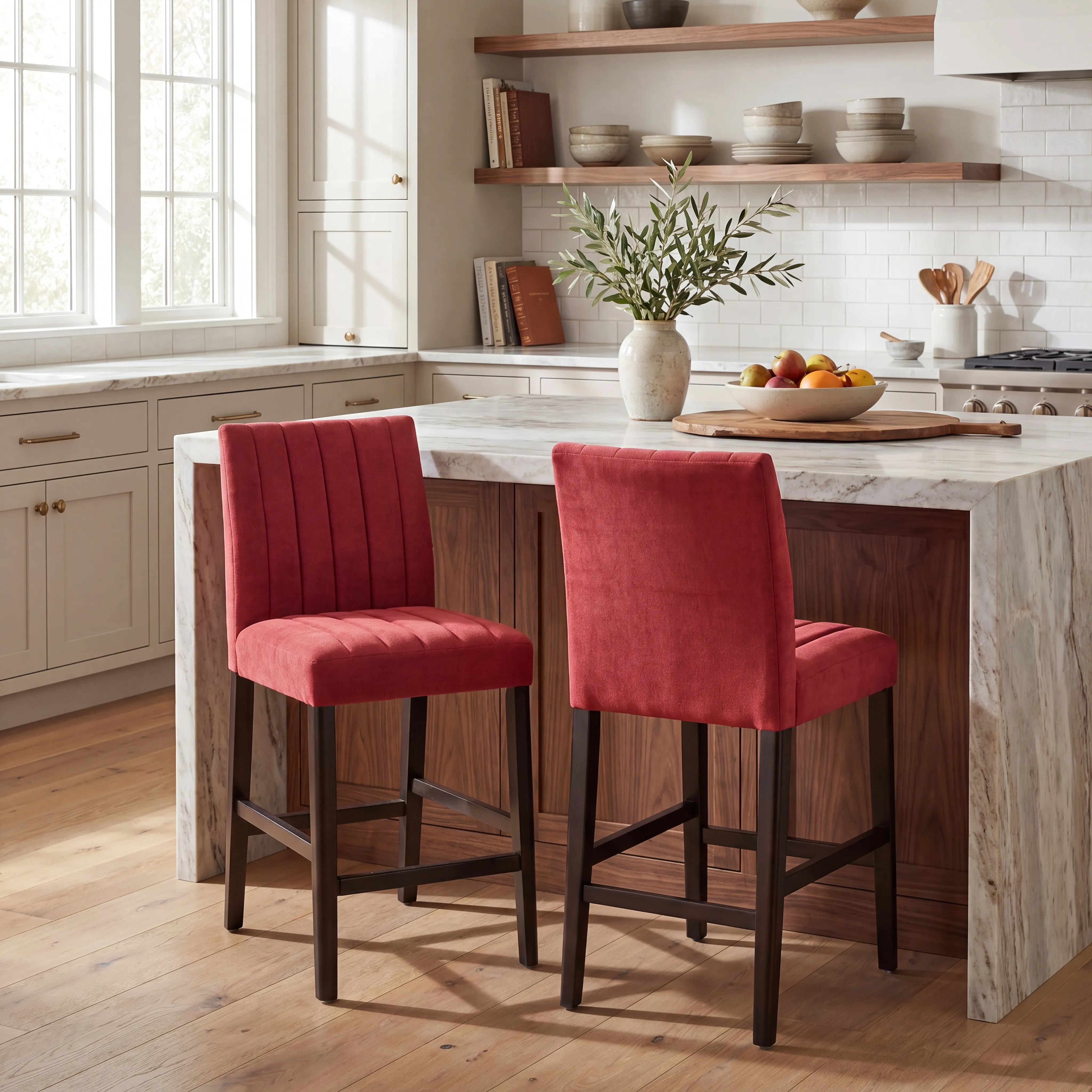 Jarvis White 3 Pc Counter Height Dining Room with Red Side Chairs - Thumbnail - Image 7