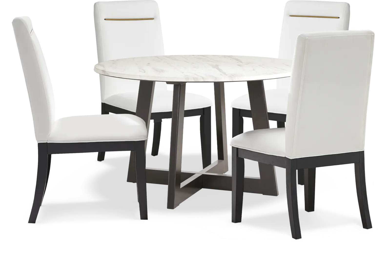 Jarvis White 5 Pc Round Dining Room with White Side Chairs - Thumbnail - Image 1