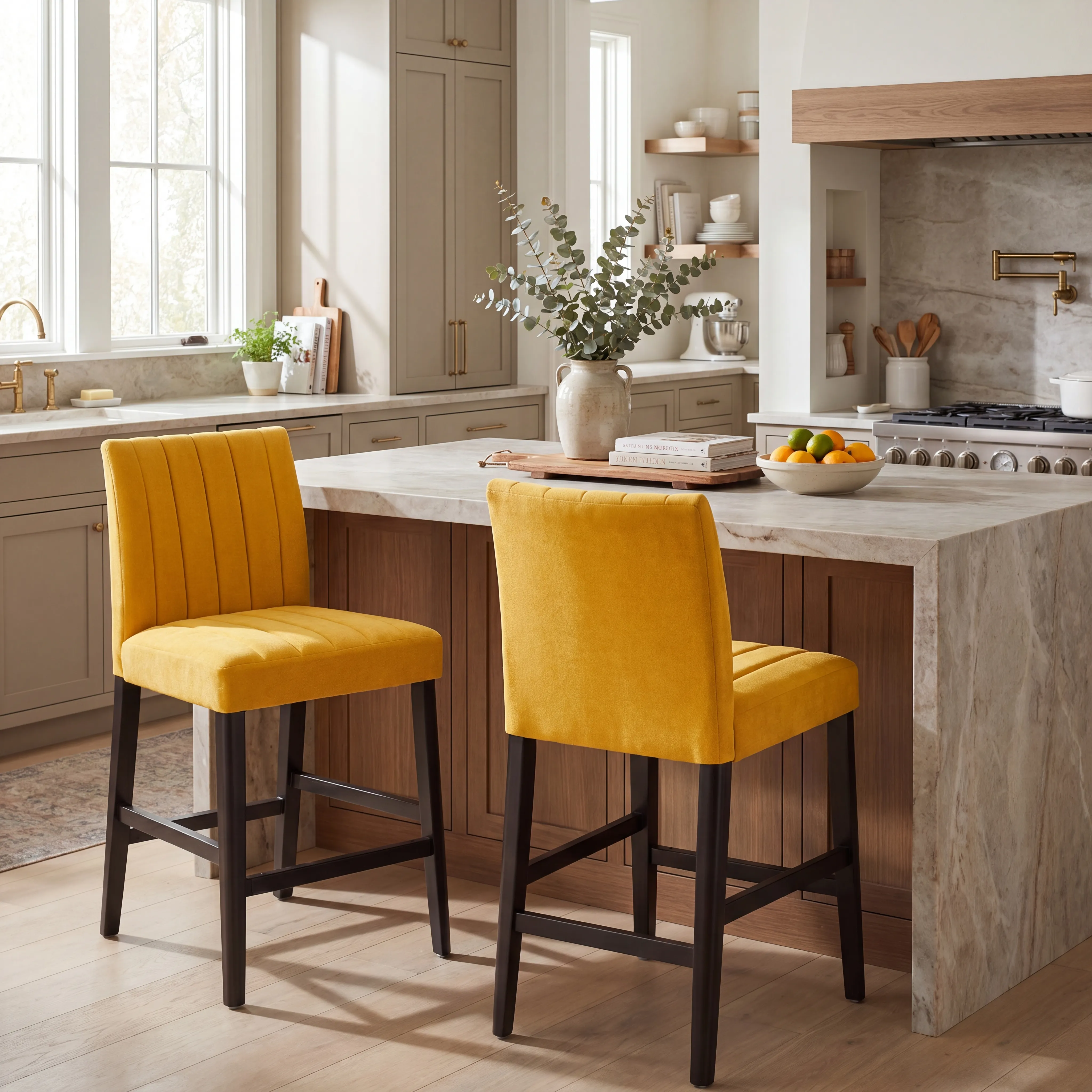 Jarvis White 3 Pc Counter Height Dining Room with Yellow Side Chairs - Thumbnail - Image 7