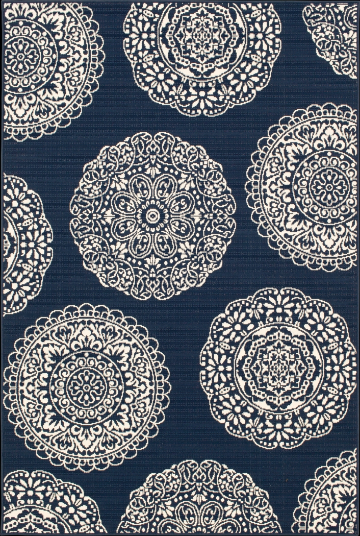 Jaunie Navy 5 x 7'3 Indoor/Outdoor Rug - Thumbnail - Image 1