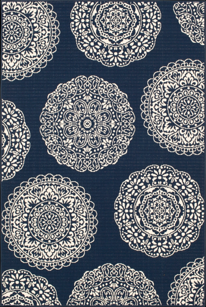 Jaunie Navy 6'6 x 9'6 Indoor/Outdoor Rug - Thumbnail - Image 1