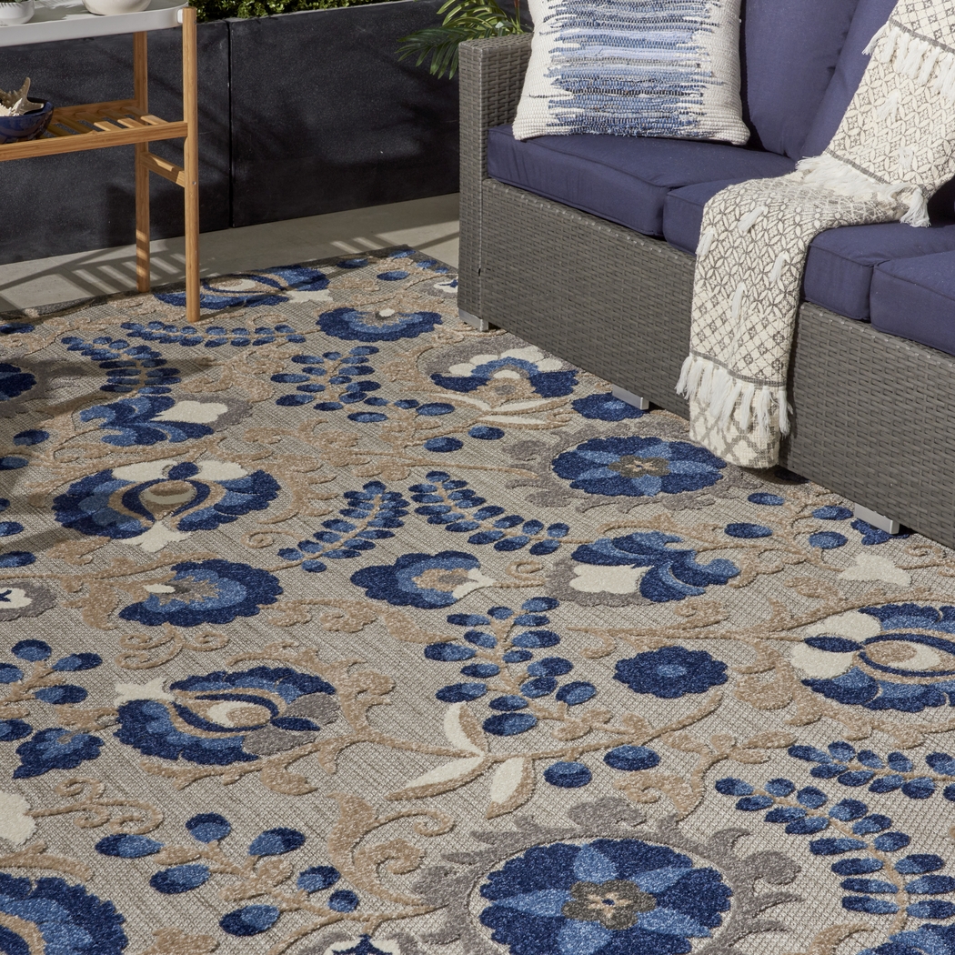 Jaziel Blue 5' x 8' Indoor/Outdoor Rug - Thumbnail - Image 9