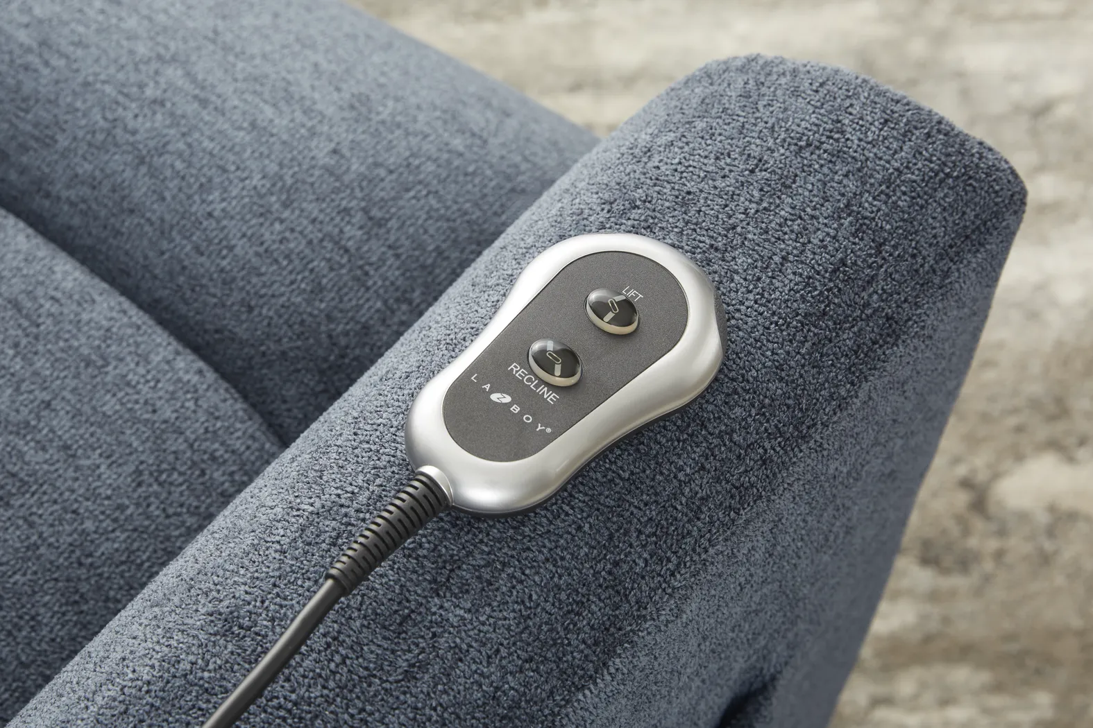 La-Z-Boy Jean Blue Dual Power Lift Recliner - Thumbnail - Image 8