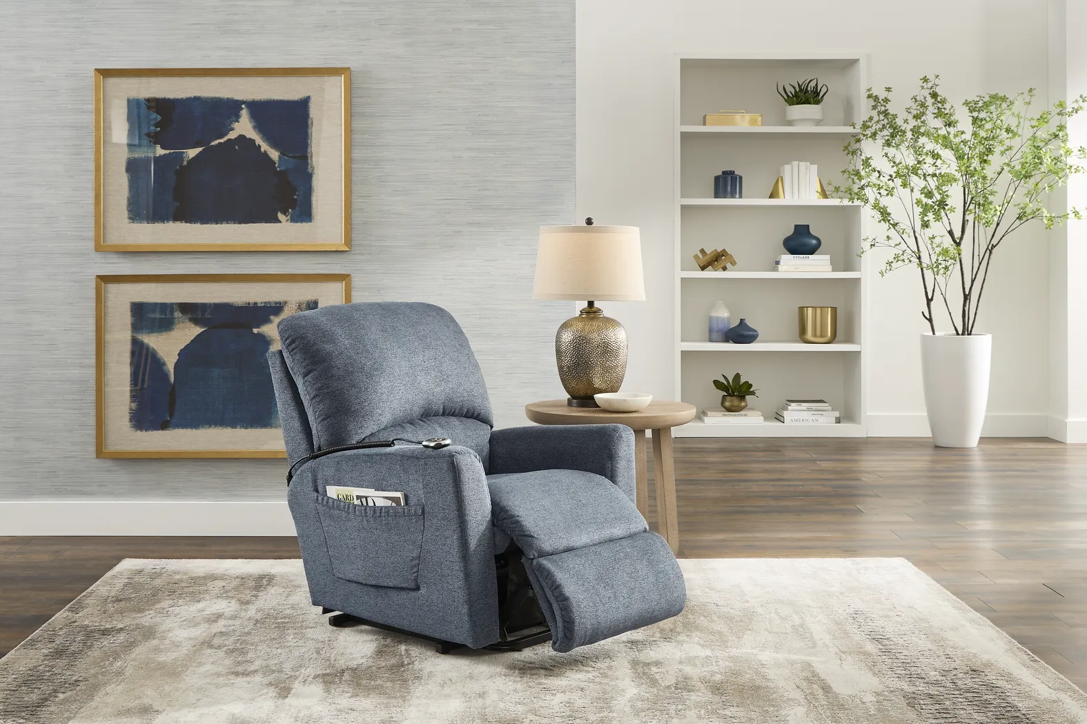 La-Z-Boy Jean Blue Dual Power Lift Recliner - Thumbnail - Image 5