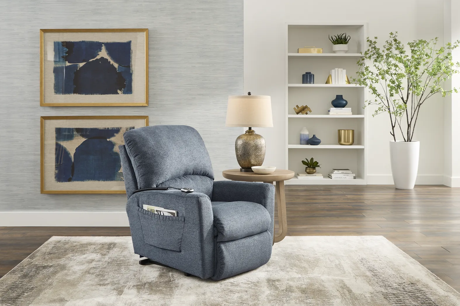 La-Z-Boy Jean Blue Dual Power Lift Recliner - Thumbnail - Image 6