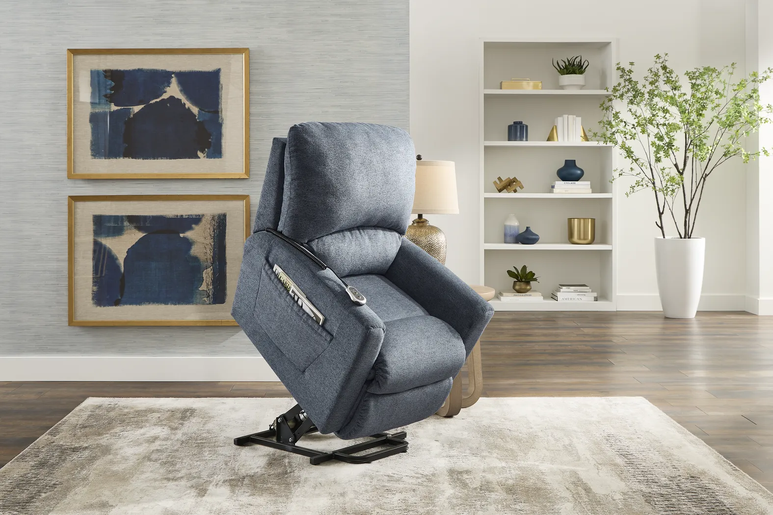 La-Z-Boy Jean Blue Dual Power Lift Recliner - Thumbnail - Image 7