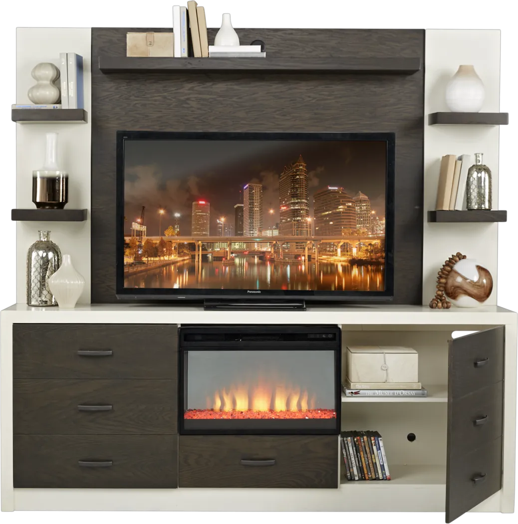 Jeana Off-White 2 Pc Wall Unit with Electric Fireplace - Thumbnail - Image 2