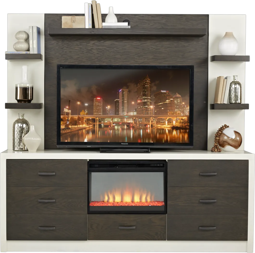 Jeana Off-White 2 Pc Wall Unit with Electric Fireplace - Thumbnail - Image 1