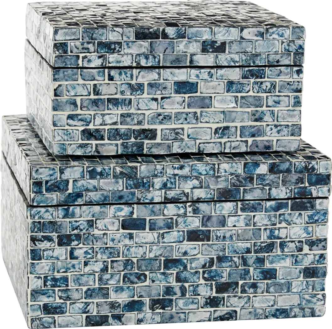 Jemata Blue Decorative Box, Set of 2 - Thumbnail - Image 1