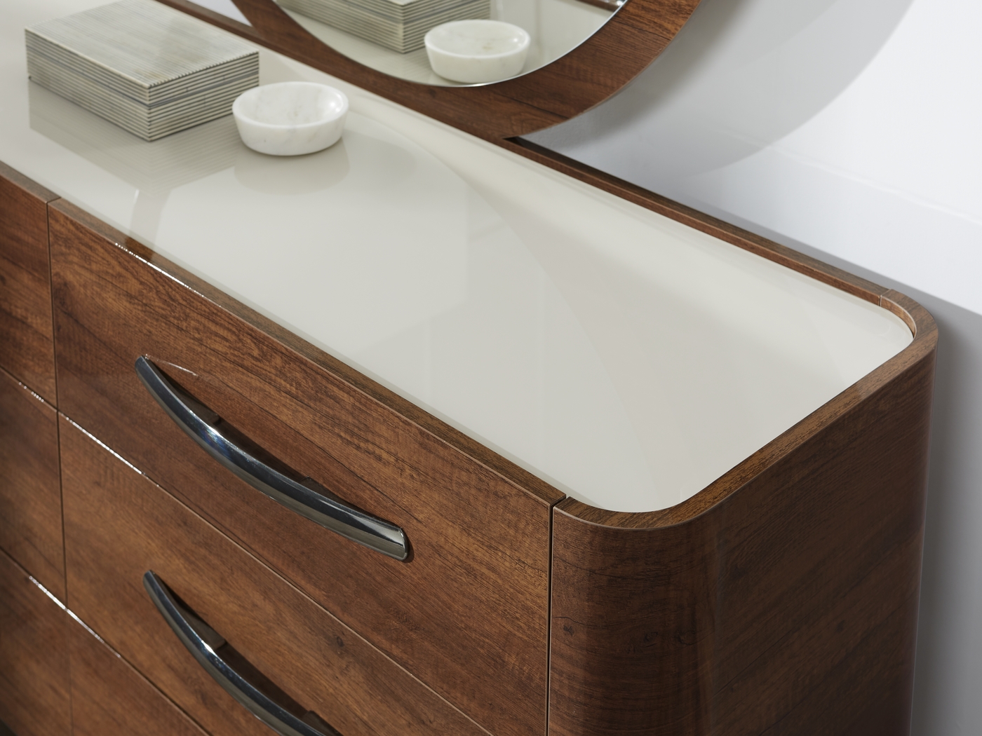 Jenner Walnut 5 Pc Queen Upholstered Bedroom - Thumbnail - Image 5