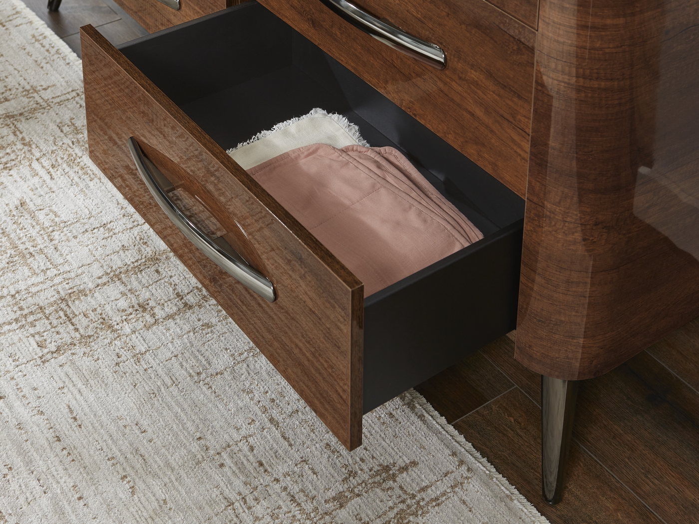 Jenner Walnut 5 Pc Queen Upholstered Bedroom - Thumbnail - Image 7