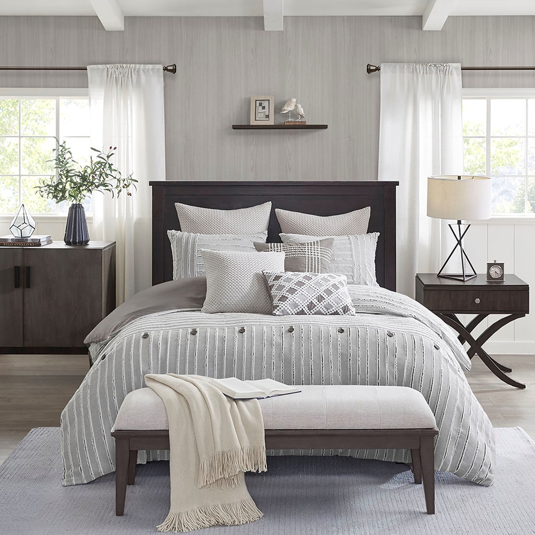 Jennix Gray Queen Comforter Set - Thumbnail - Image 2