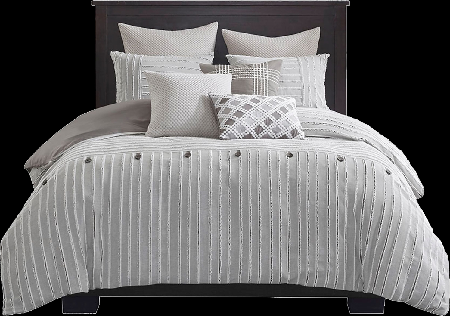 Jennix Gray Queen Comforter Set - Thumbnail - Image 1