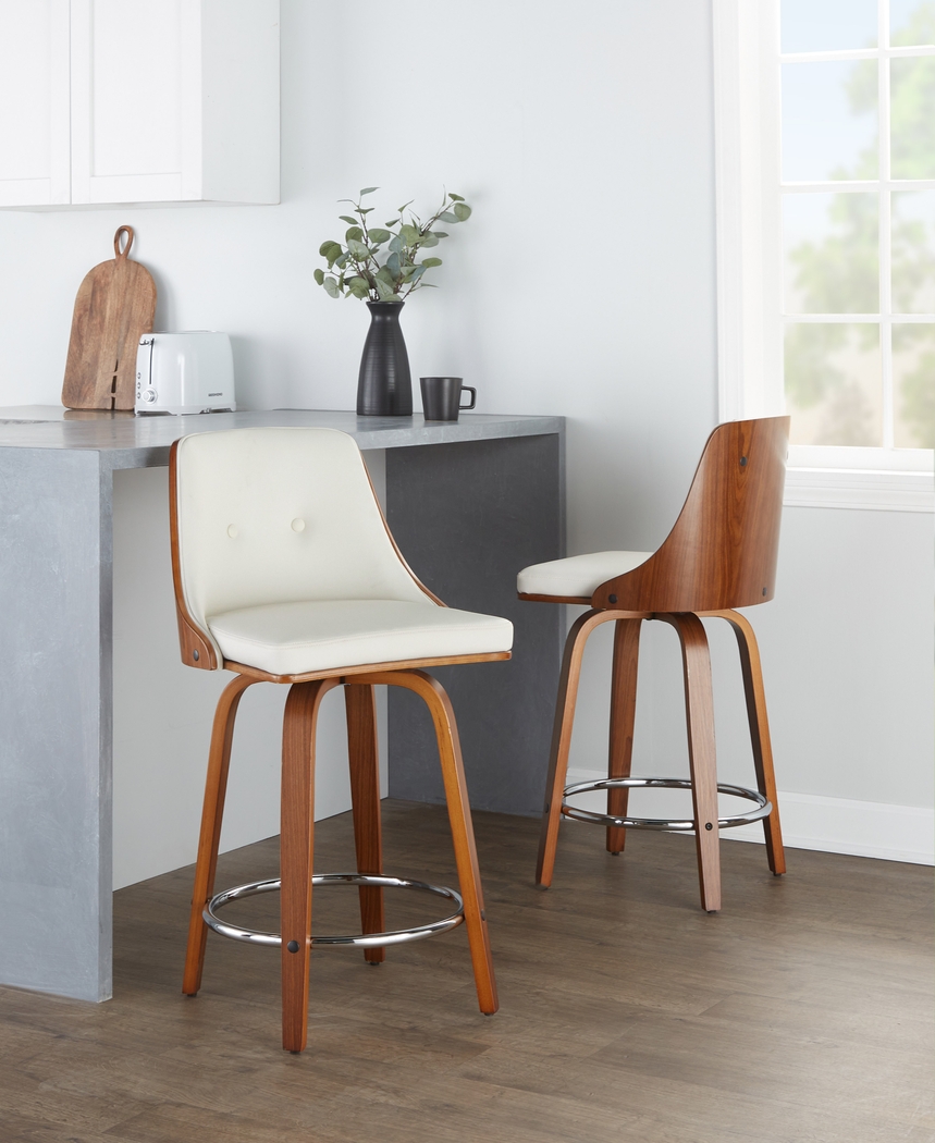 Jessaminnes I White Swivel Counter Height Stool, Set of 2 - Thumbnail - Image 2