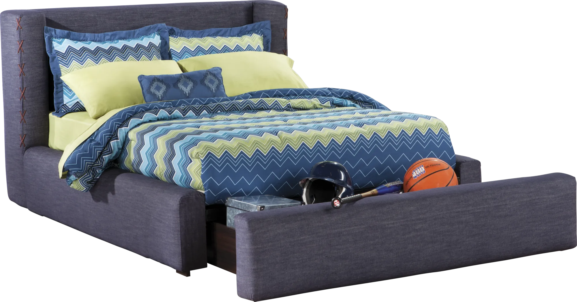 Jessie Blue Denim 5 Pc Full Storage Bed - Thumbnail - Image 1