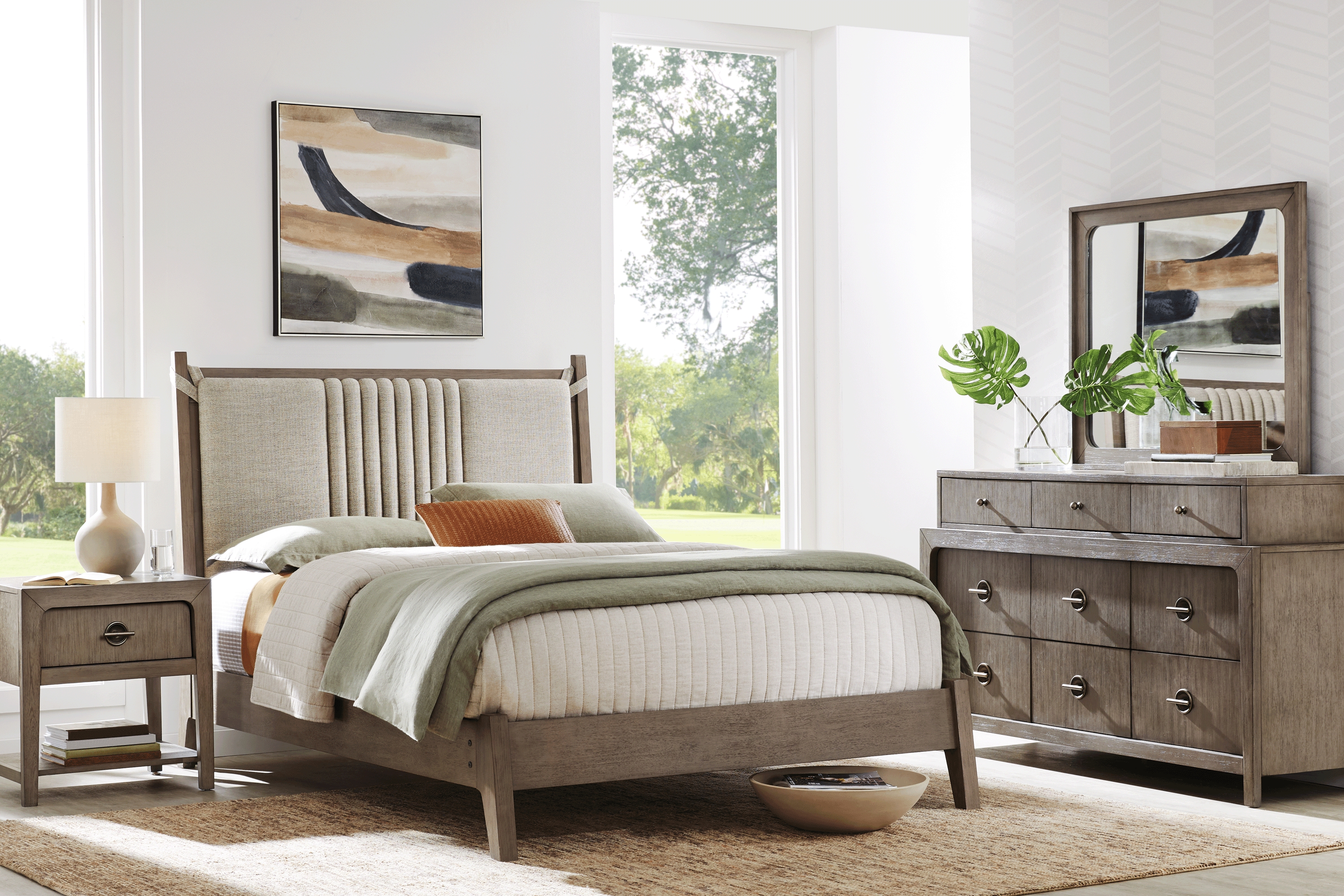 Jetty Beach Gray 5 Pc King Upholstered Bedroom - Thumbnail - Image 1