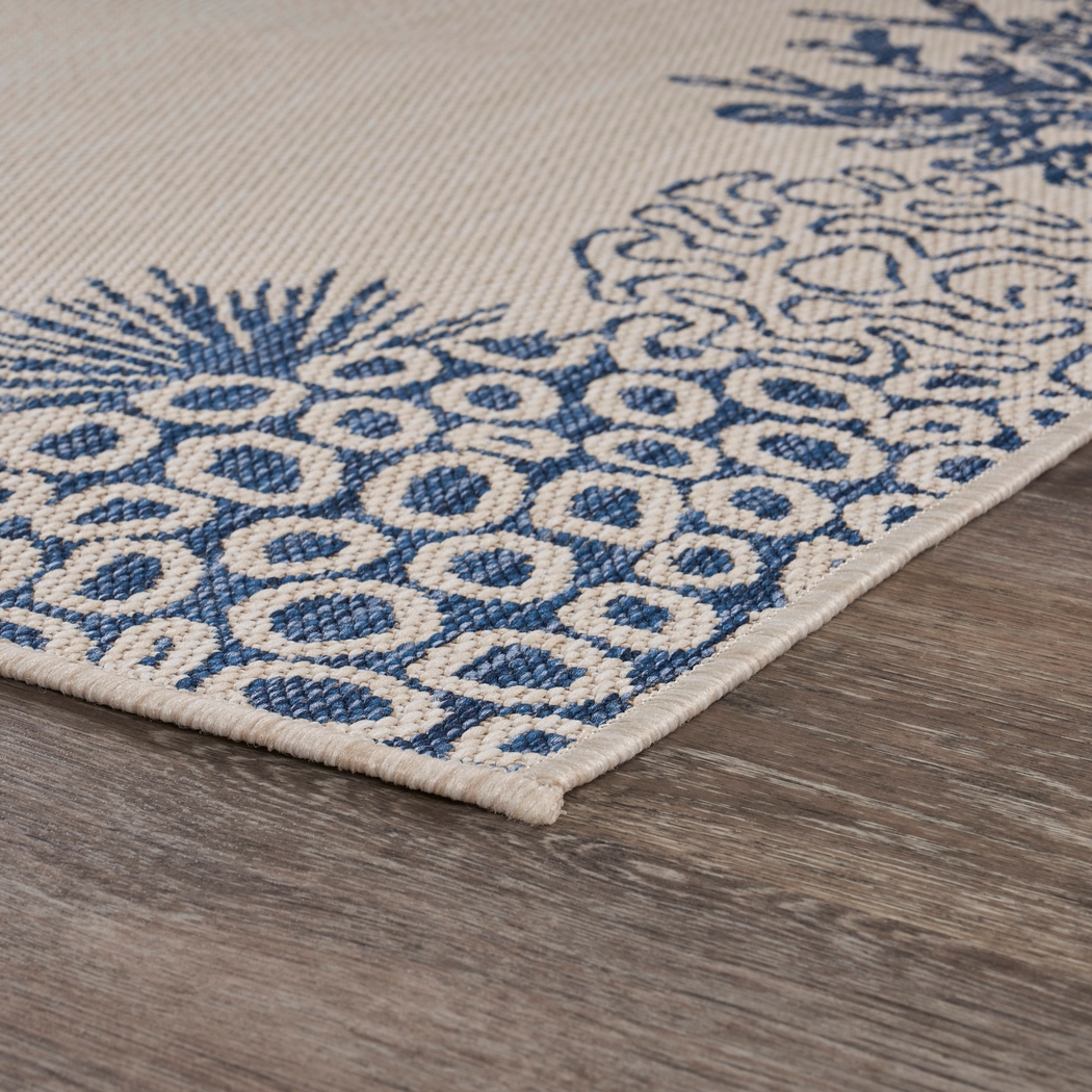 Jidama White/Blue 5'3 x 7' Indoor/Outdoor Rug - Thumbnail - Image 4