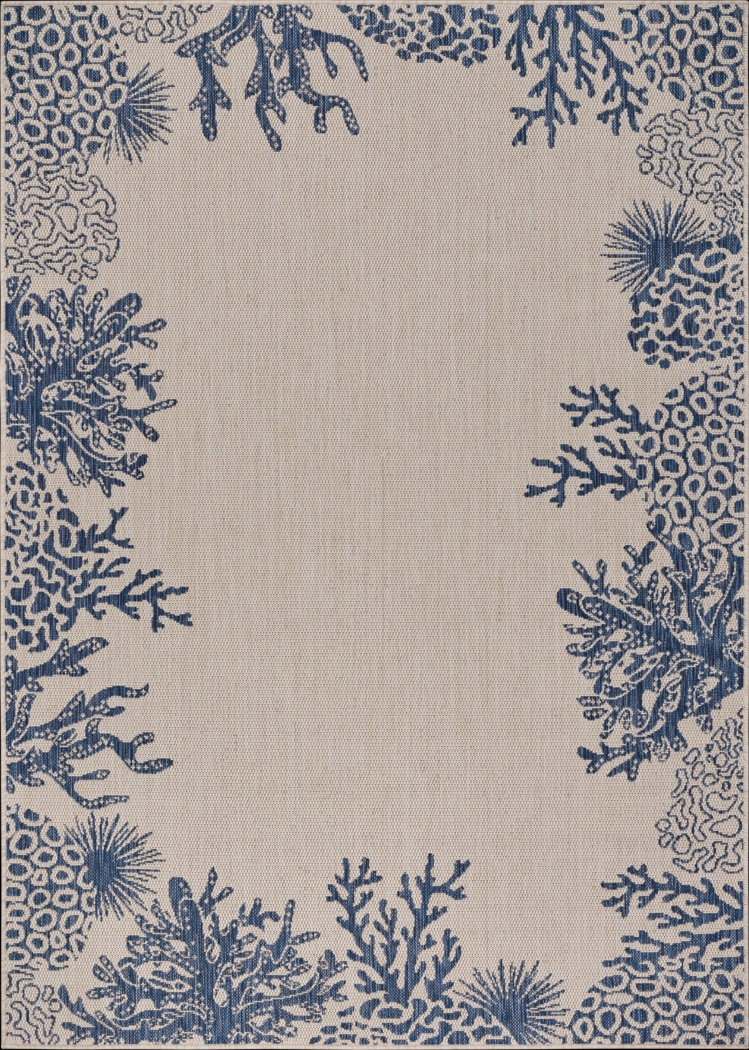 Jidama White/Blue 5'3 x 7' Indoor/Outdoor Rug - Thumbnail - Image 1