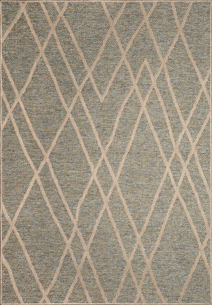 Jilaba Blue 5'3 x 7'3 Indoor/Outdoor Rug - Thumbnail - Image 1