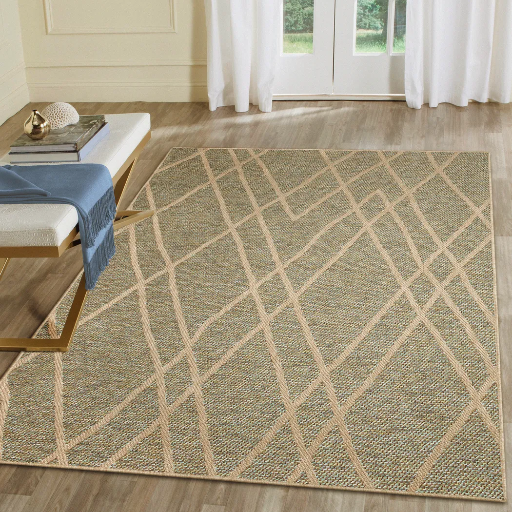 Jilaba Blue 6'6 x 9'4 Indoor/Outdoor Rug - Thumbnail - Image 2