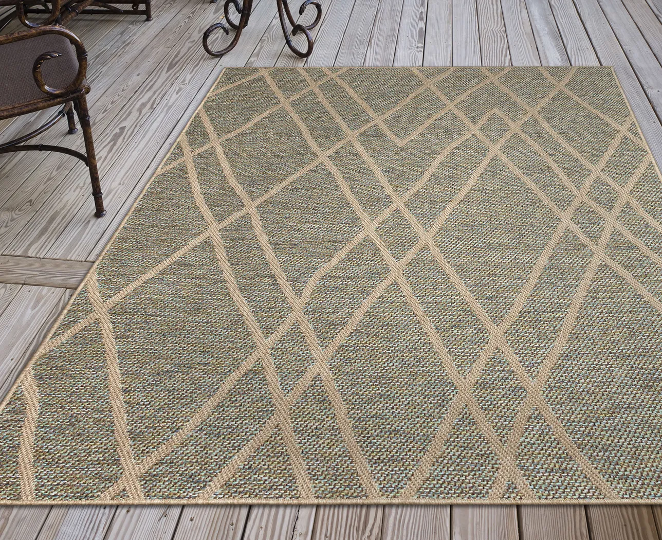Jilaba Blue 6'6 x 9'4 Indoor/Outdoor Rug - Thumbnail - Image 7