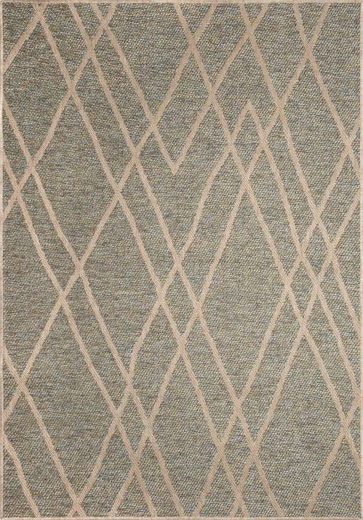 Jilaba Blue 6'6 x 9'4 Indoor/Outdoor Rug - Thumbnail - Image 1