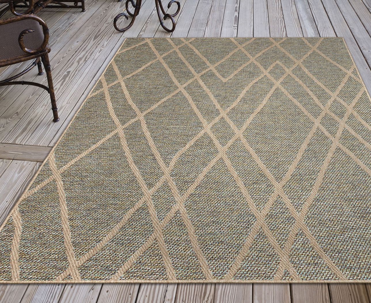 Jilaba Blue 7'10 x 9'10 Indoor/Outdoor Rug - Thumbnail - Image 7