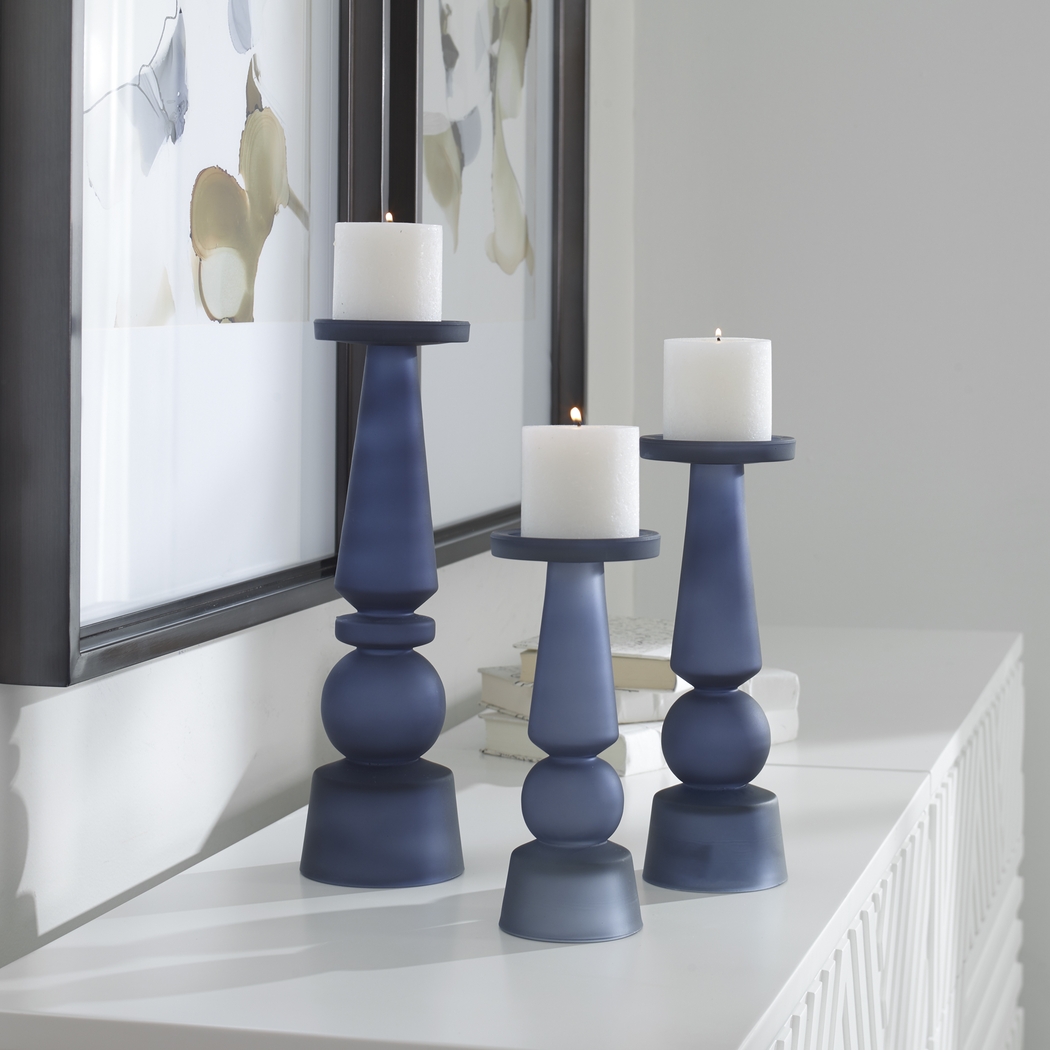 Jionna Blue Candle Holder, Set of 3 - Thumbnail - Image 2