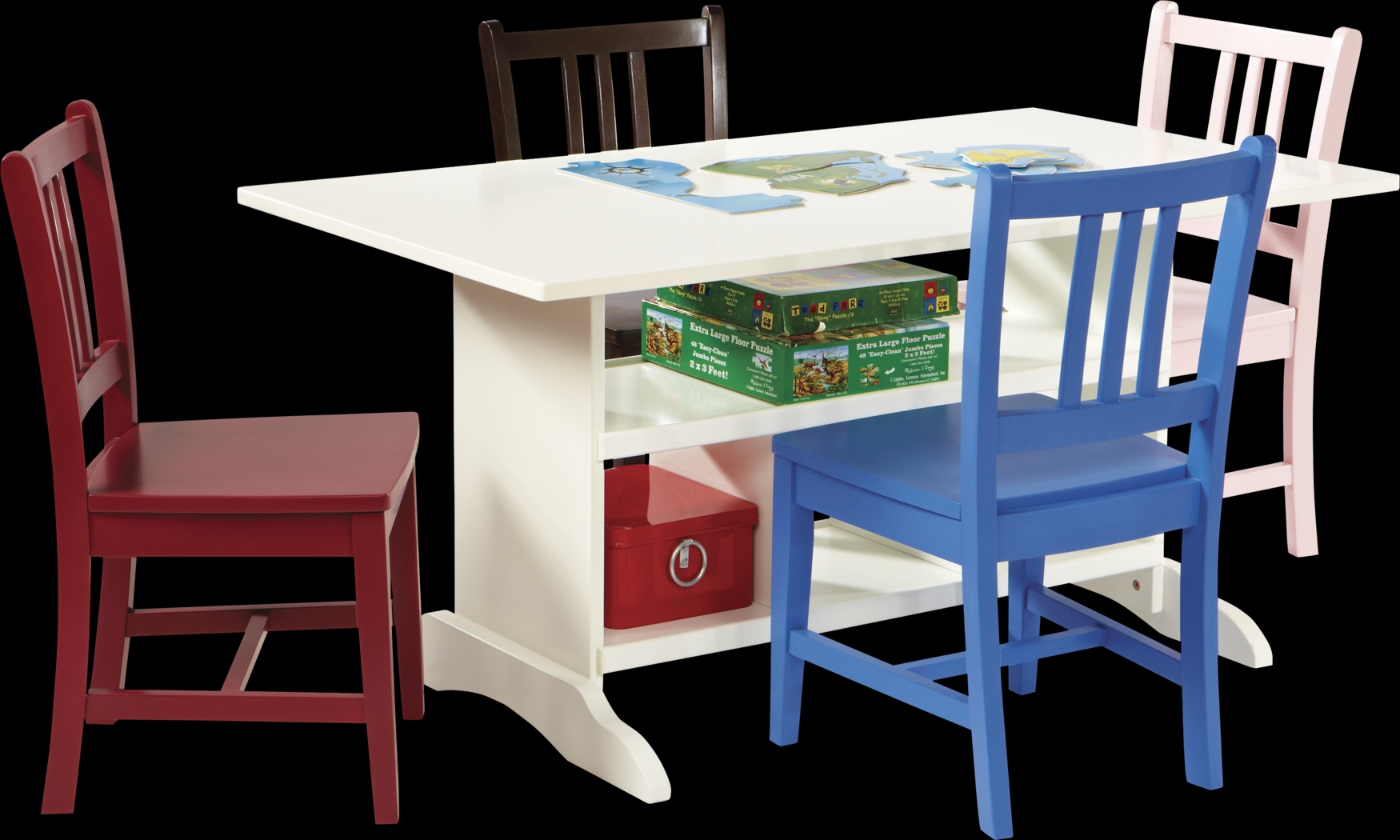 Jo Jo White Table and 4 Pink Chairs Set - Thumbnail - Image 1