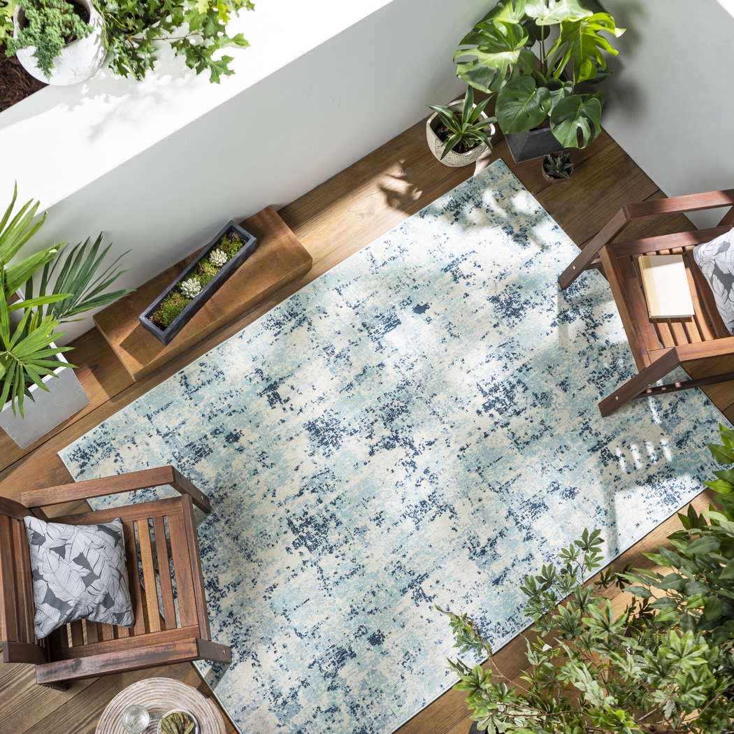 Joely Aqua 5'3 x 7'3 Indoor/Outdoor Rug - Thumbnail - Image 2