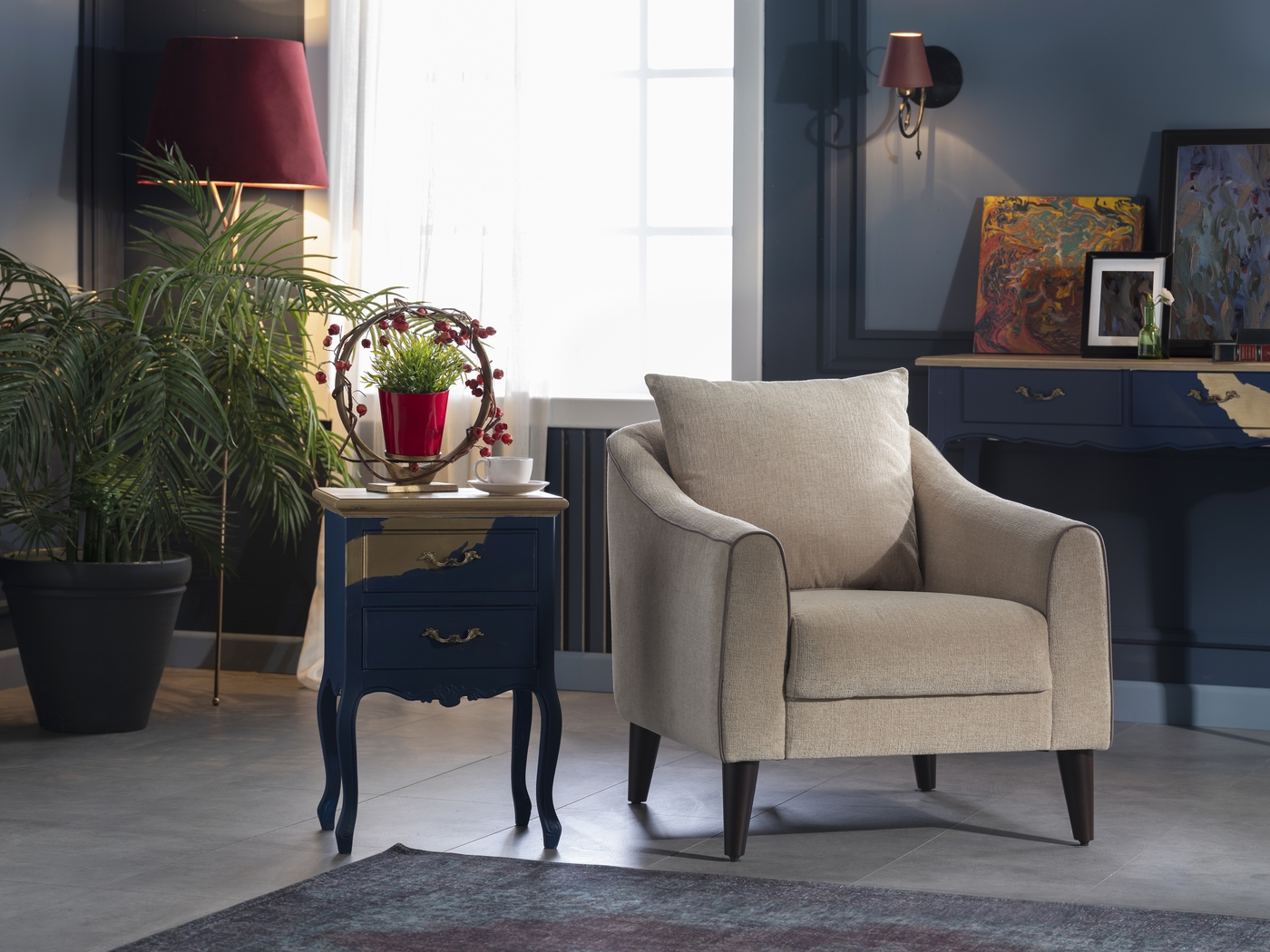 Johnstoun Beige Accent Chair - Thumbnail - Image 3