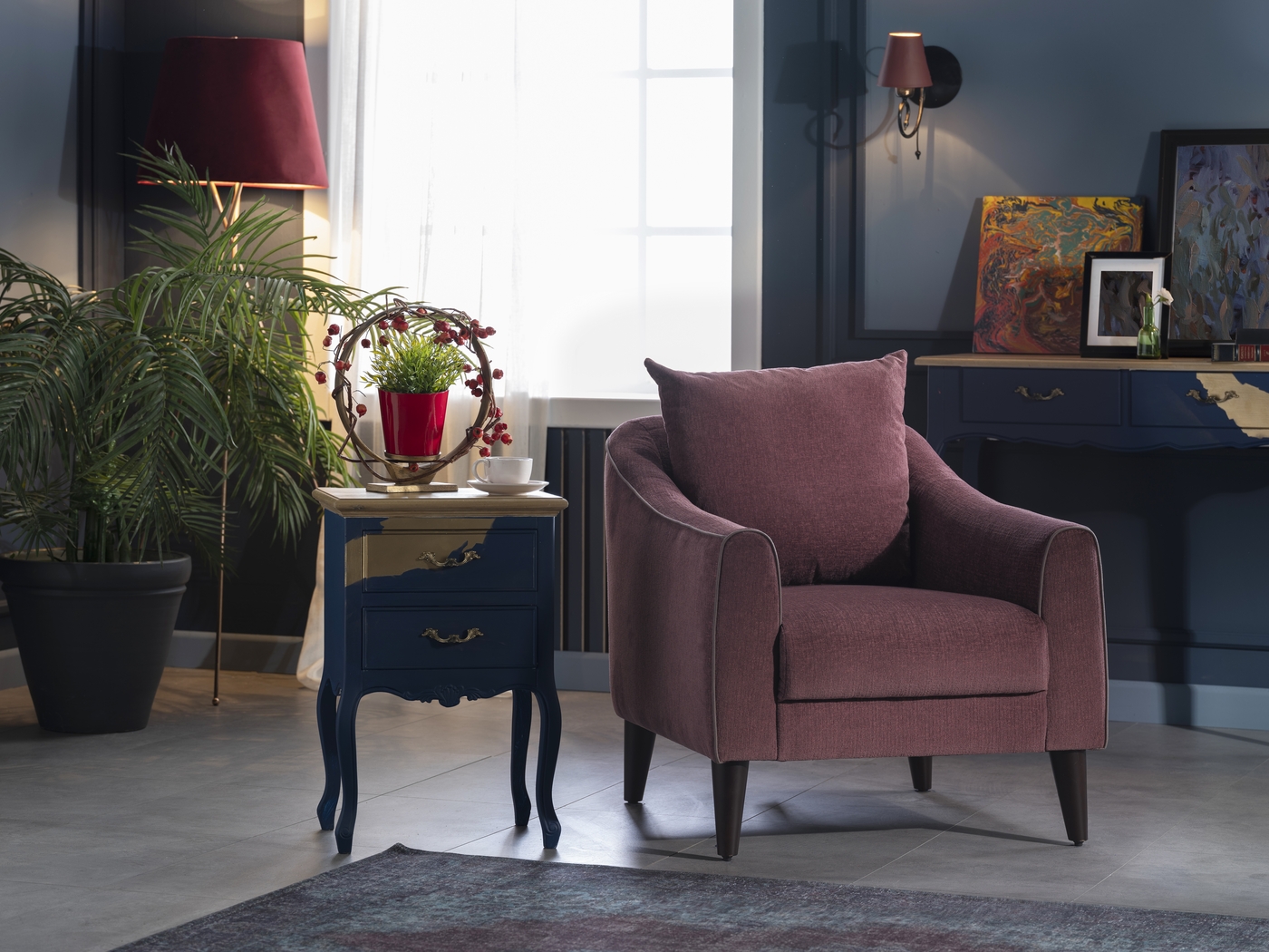 Johnstoun Plum Accent Chair - Thumbnail - Image 3