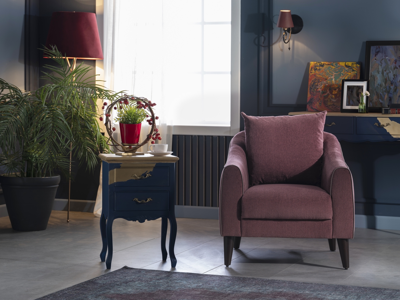 Johnstoun Plum Accent Chair - Thumbnail - Image 4