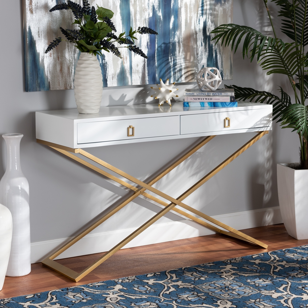 Joien White Sofa Table - Thumbnail - Image 2