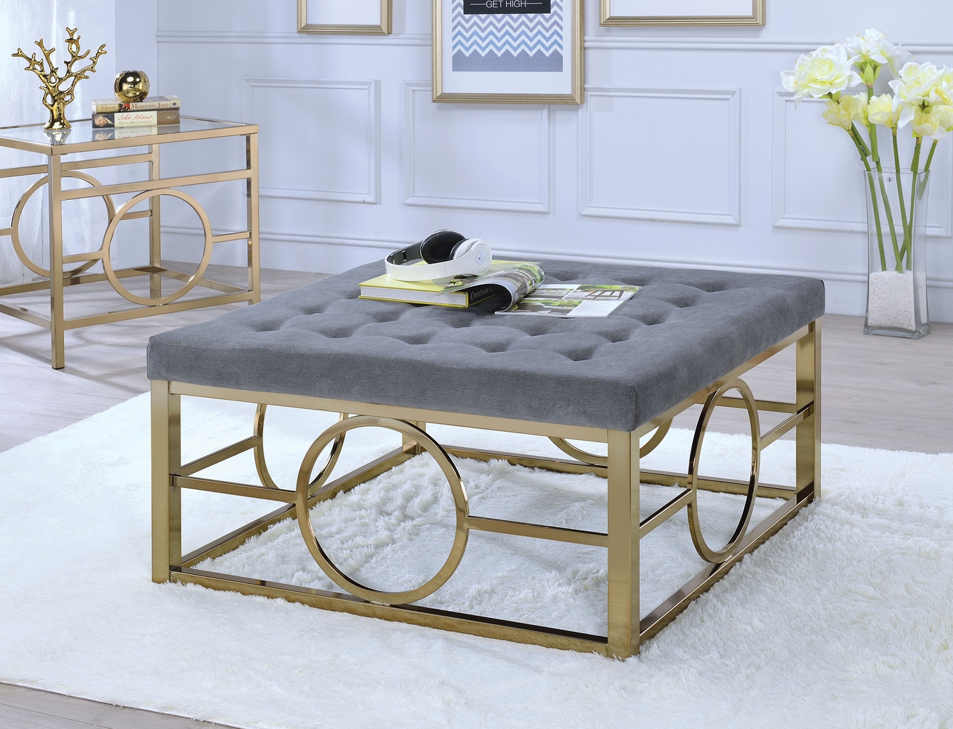 Joneswalk Gray Cocktail Ottoman - Thumbnail - Image 2