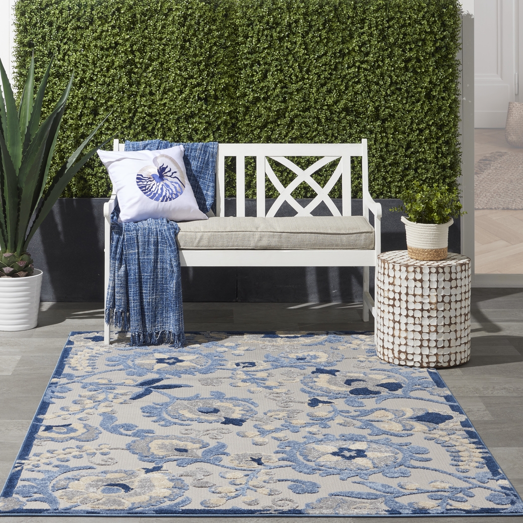 Jordonia Blue/Gray 5'3 x 7'5 Indoor/Outdoor Rug - Thumbnail - Image 2