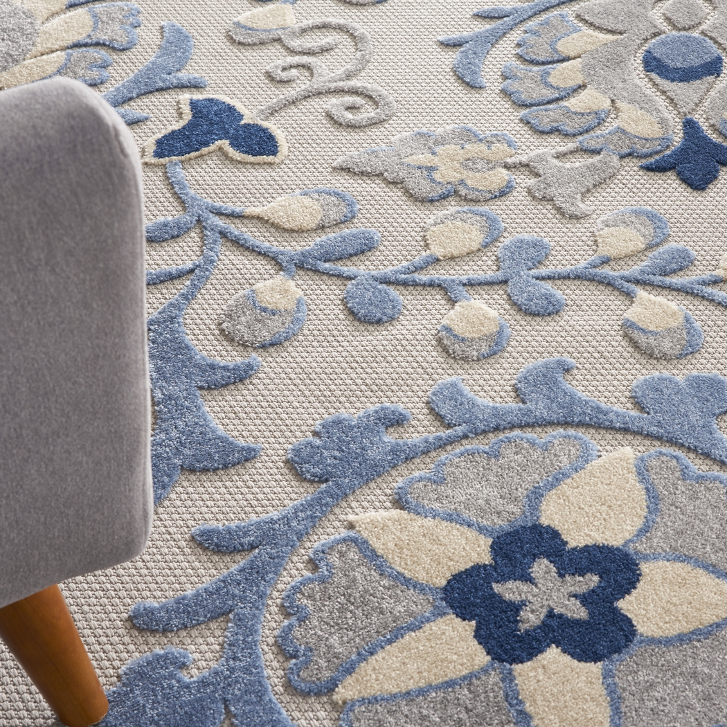 Jordonia Blue/Gray 7'10 x 10'6 Indoor/Outdoor Rug - Thumbnail - Image 5