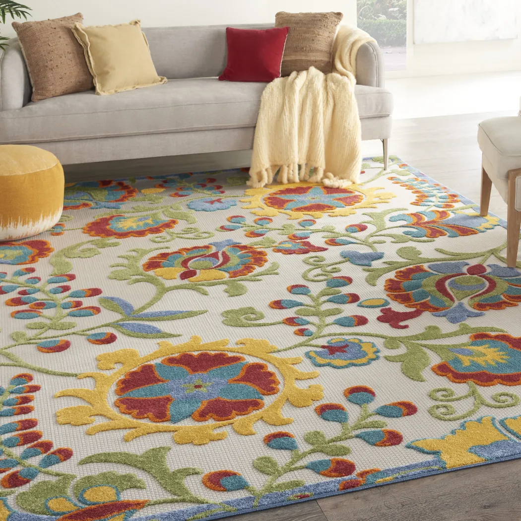 Jordonia Ivory/Multi 7'10 x 10'6 Indoor/Outdoor Rug - Thumbnail - Image 4