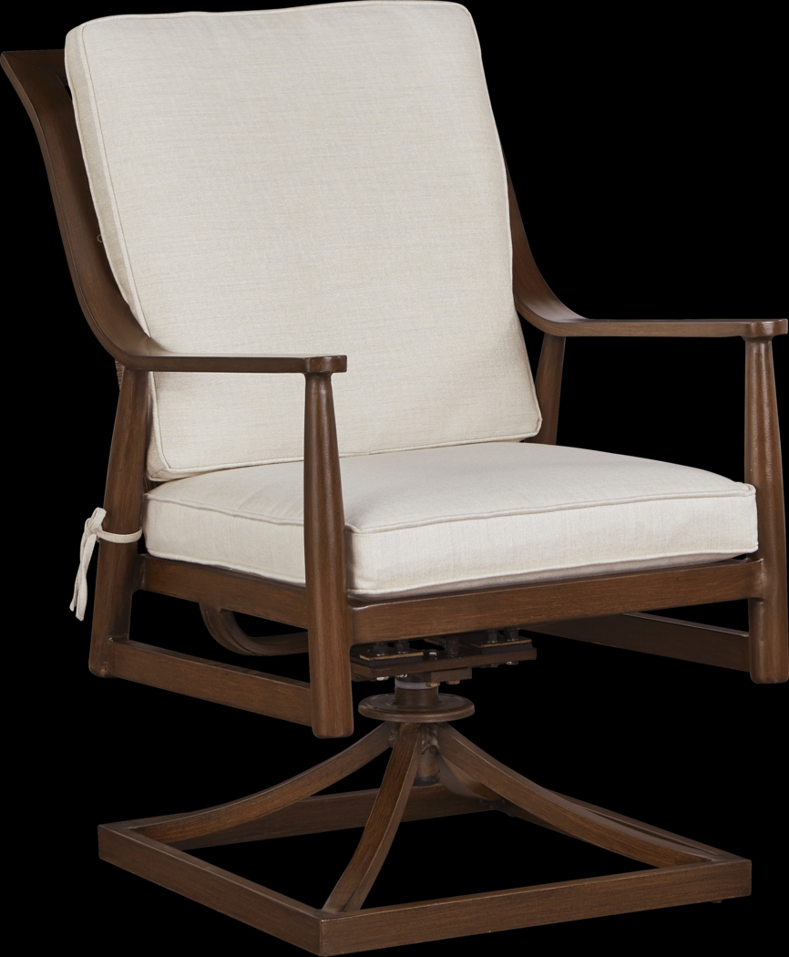 Jorgen Bronze Outdoor Dining Swivel Rocker Chair with Vanilla Cushions - Thumbnail - Image 1