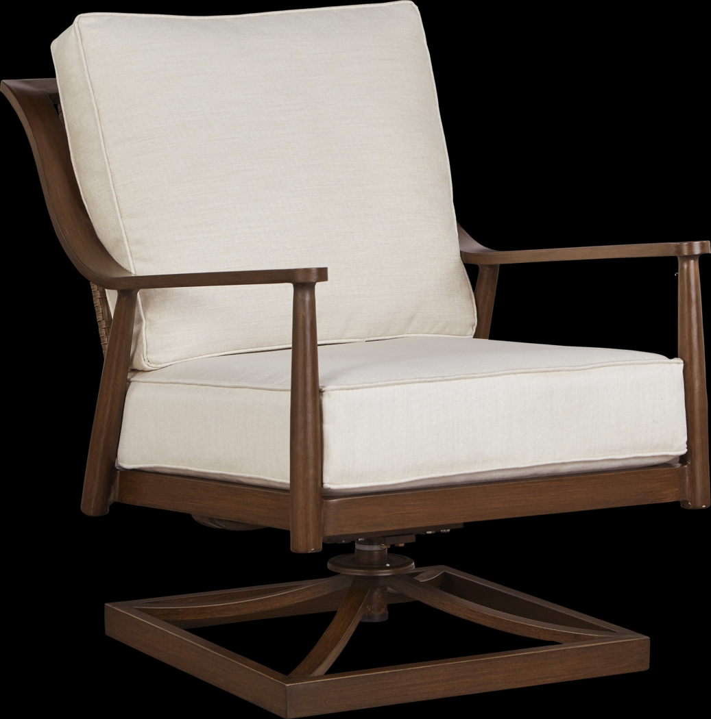 Jorgen Bronze Outdoor Swivel Chair with Vanilla Cushions - Thumbnail - Image 1