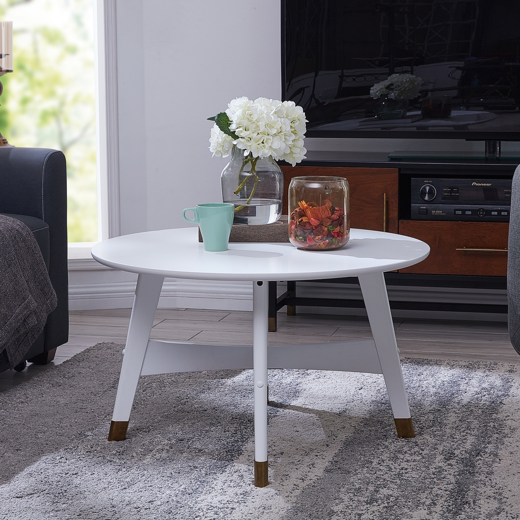 Jorine White Round Cocktail Table - Thumbnail - Image 2