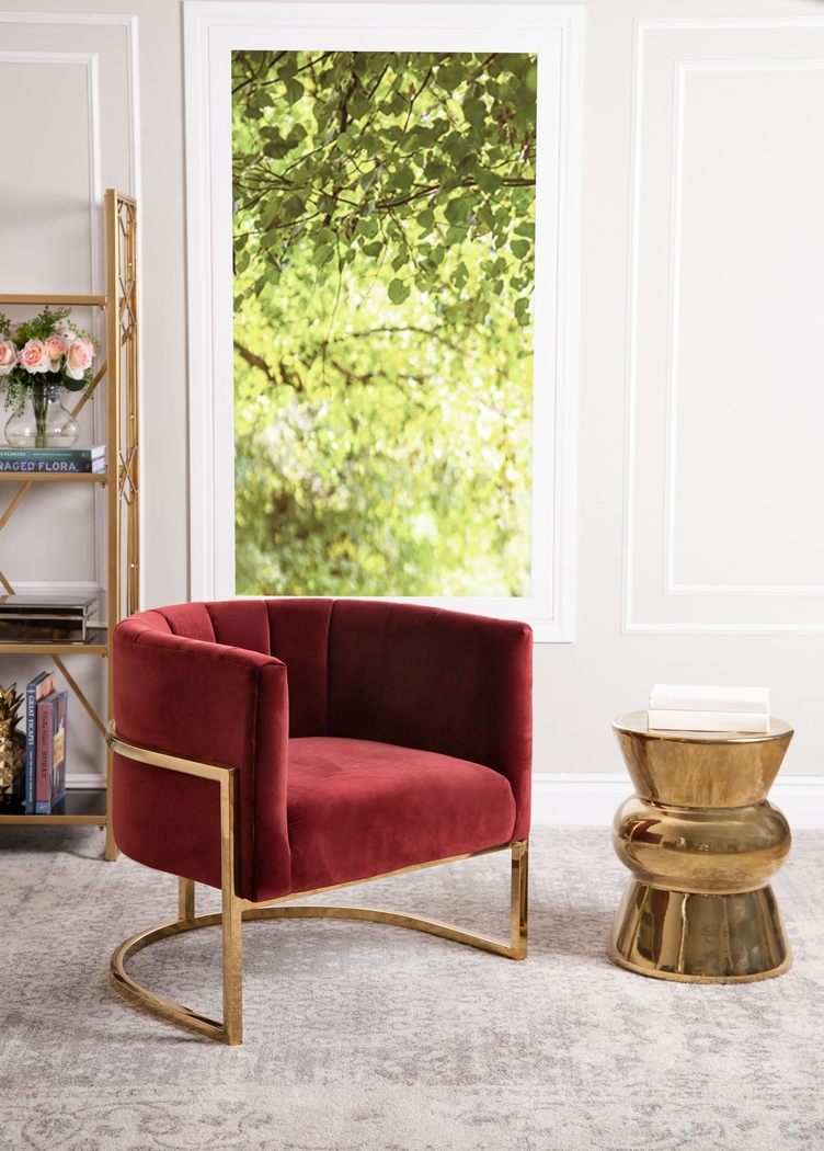 Josline Burgundy Accent Chair - Thumbnail - Image 2