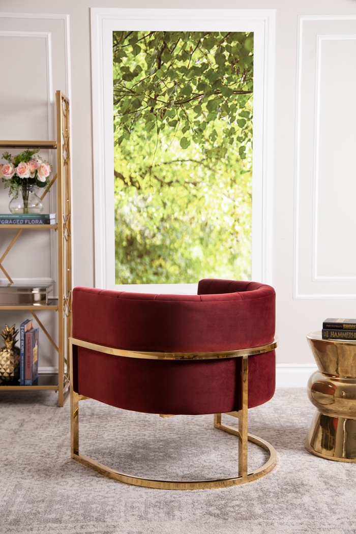 Josline Burgundy Accent Chair - Thumbnail - Image 3