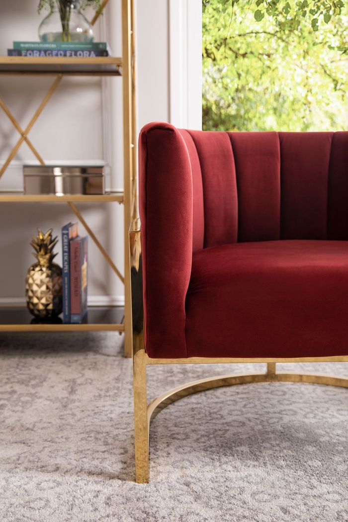 Josline Burgundy Accent Chair - Thumbnail - Image 4